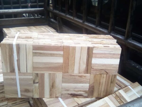 Mahogany parquet flooring.