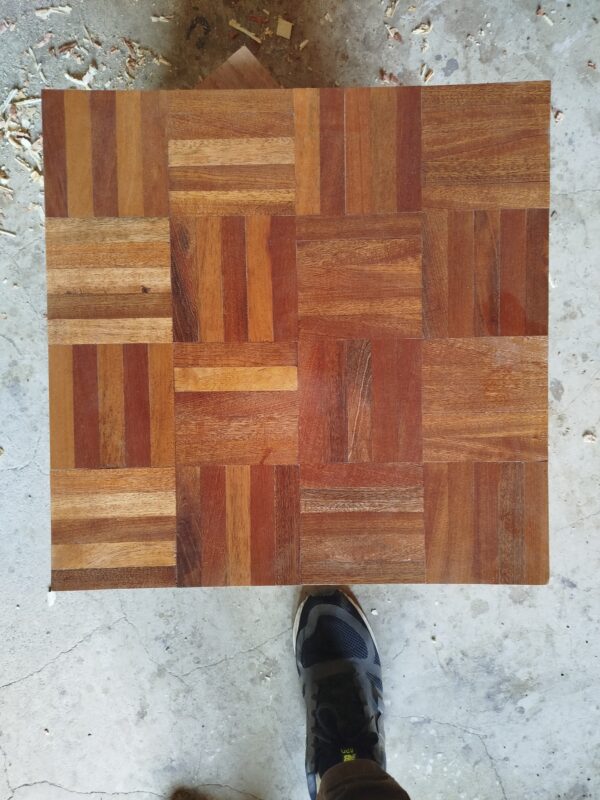 Mahogany parquet flooring.
