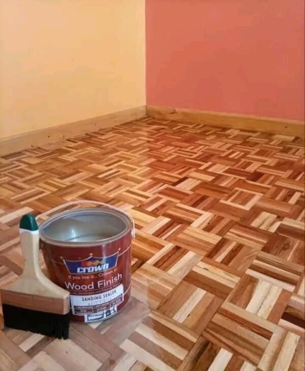Mahogany parquet flooring.