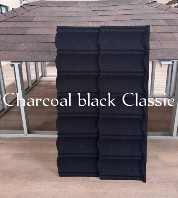 Decra Charcoal Grey/Black Roofing Tiles.